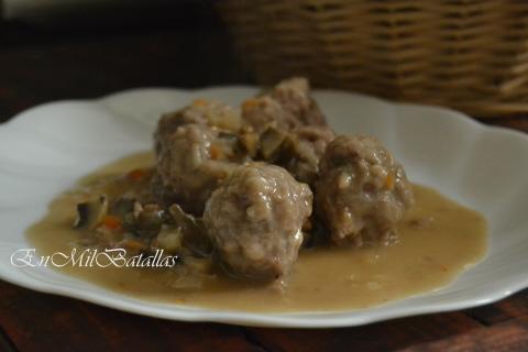 Albóndigas de ternera con champiñones