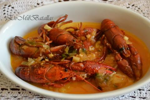 Cangrejos de río con salsa picante