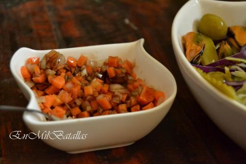 vinagreta de zanahorias para la ensalada de mejillones