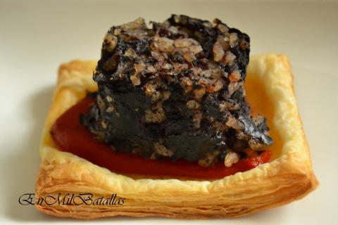 Hojaldres de morcilla y pimiento del piquillo