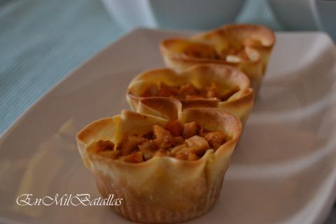 Cestitas crujientes rellenas de pollo