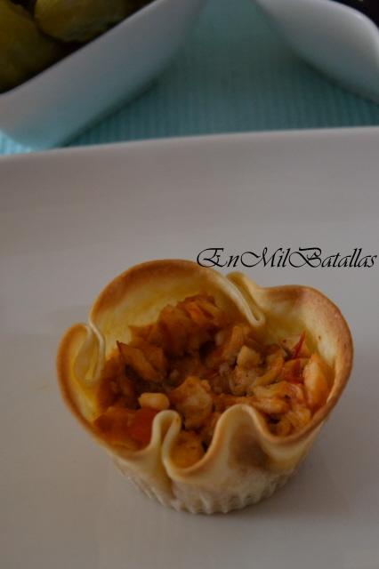Cestitas crujientes rellenas de pollo
