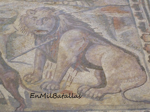 Detalle de un mosaico de la Villa Romana La Olmeda, Palencia, Spain