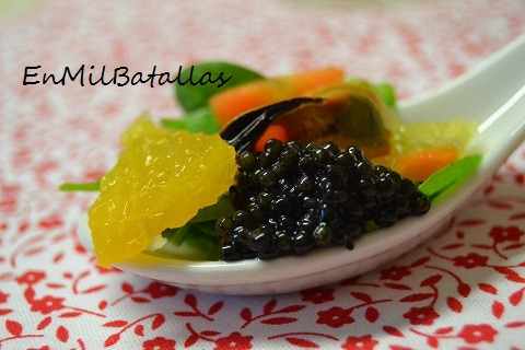 Cucharitas de mejillón y caviar -ENMILBATALLAS-