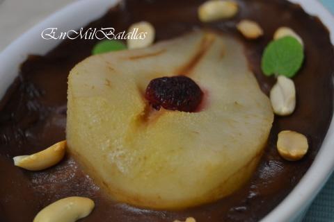 Peras de Rincón de Soto asadas con crema de chocolate sorpresa