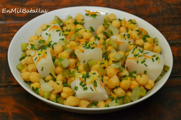 Ensalada de garbanzos y bacalao ahumado - En Mil Batallas