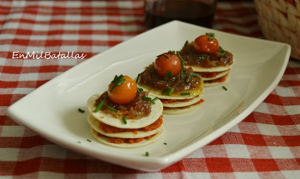 Montaditos de crema de chorizo y virutas de jamón - En Mil Batallas