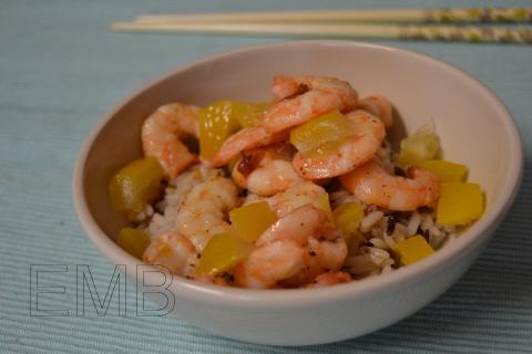 Arroz con langostinos infernales