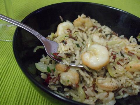 Arroz frito con gambas