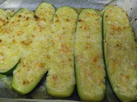 Barquitas de calabacín y gambas