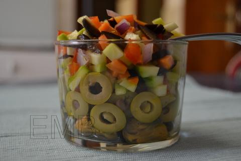 ensalada de calabacin y mejillones en vaso