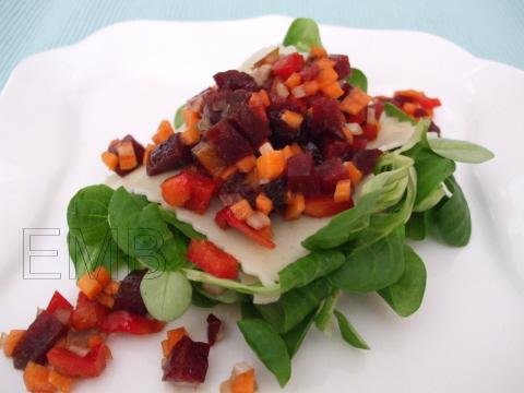 Milhojas de ensalada de pasta