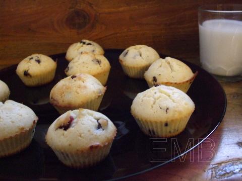Muffins de arándanos y pepitas de chocolate