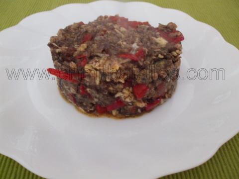 Revuelto de morcilla y pimientos