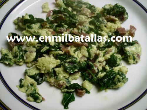 Revuelto de espinacas con jamón
