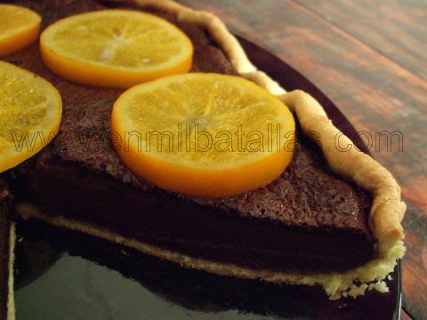 Tarta de chocolate amargo y naranja dulce