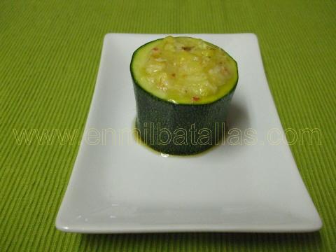 Calabacín relleno de marisco