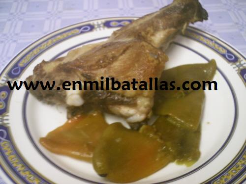 Costilla de cerdo con pimientos entreverados