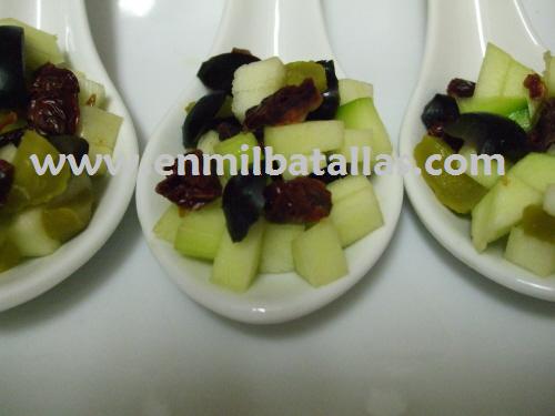 Cucharitas de salpicón vegetal, en detalle