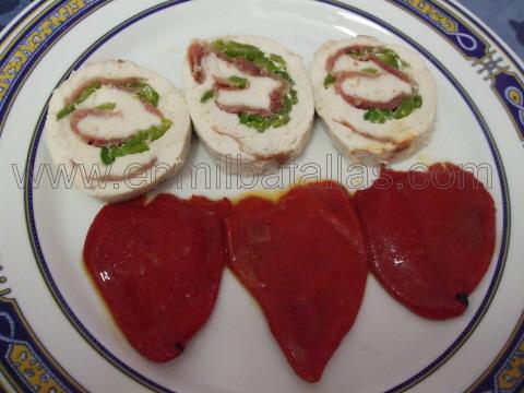 Discos de pollo rellenos