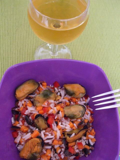 Ensalada de arroz y mejillones