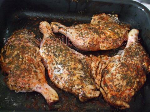 Muslos de pollo adobados