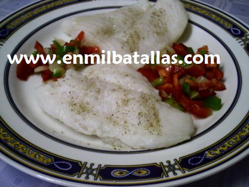 Panga al vapor con guarnición crujiente