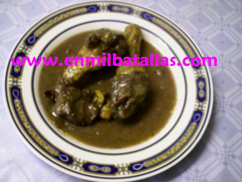 Pollo de corral al vino tinto