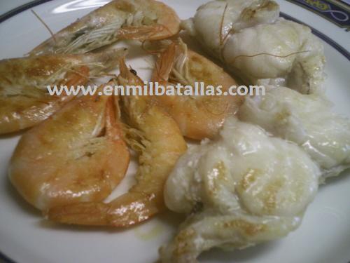 Rape con langostinos