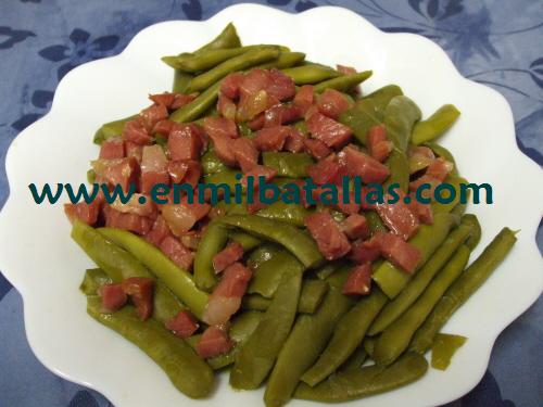 Vainas con jamón