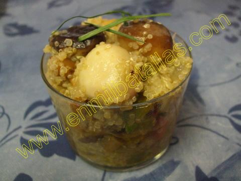 Vasitos de quinoa con setas