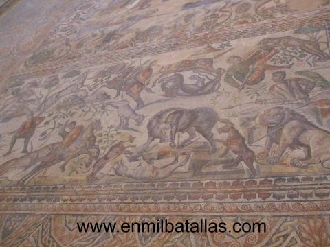 Villa Romana la Olmeda, uno de sus preciosos mosaicos, detalle