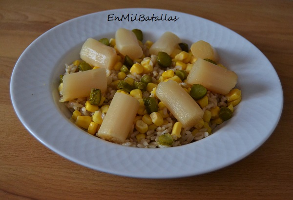 Ensalada de arroz con tallos de espárrago - En Mil Batallas