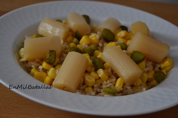 Ensalada de arroz con tallos de espárrago - En Mil Batallas