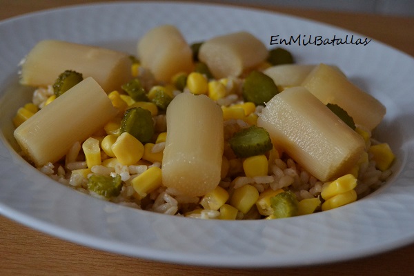 Ensalada de arroz con tallos de espárragos - En Mil Batallas