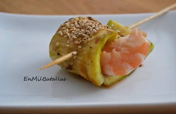 Rollitos de calabacín con langostinos - En Mil Batallas