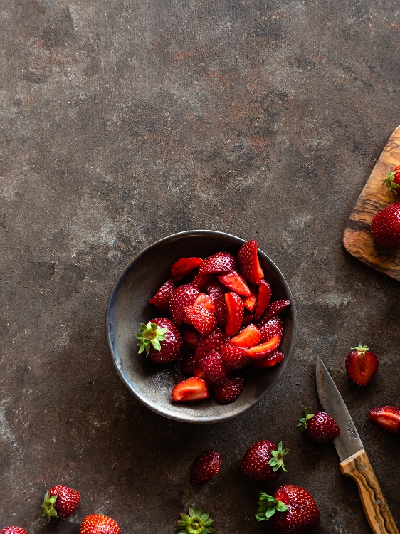 fresas listas para ser aliñadas -El Jardín de venus