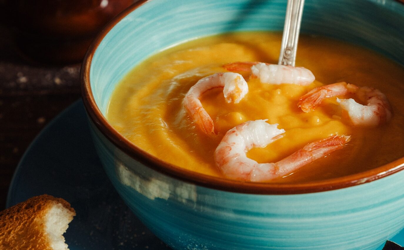 Crema de calabaza con gambas - El Jardín de Venus