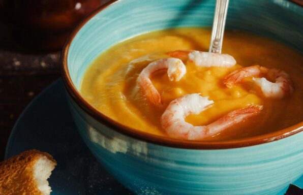 Crema de calabaza con gambas - El Jardín de Venus