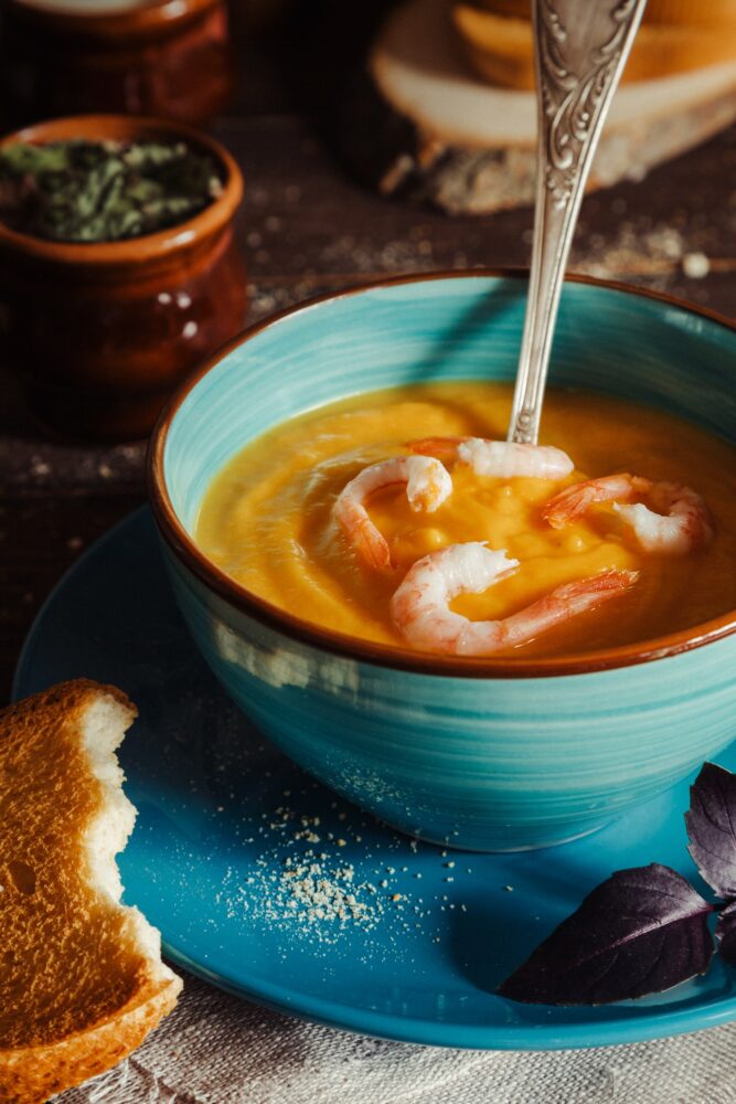 Crema de calabaza con gambas - El Jardín de Venus